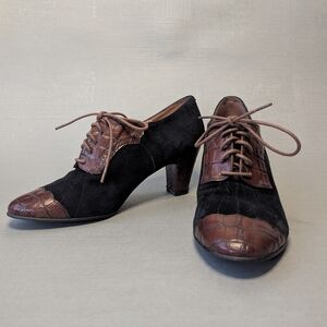 Re-Mix Vintage Shoes - Grammercy in black suede & brown leather